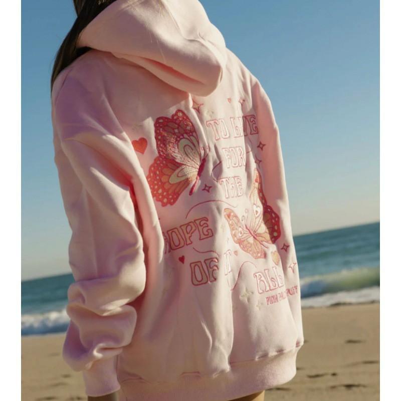 Womens Hoodie Hawaii Hibiscus Butterfly Print 3D Graphic Sweatshirt