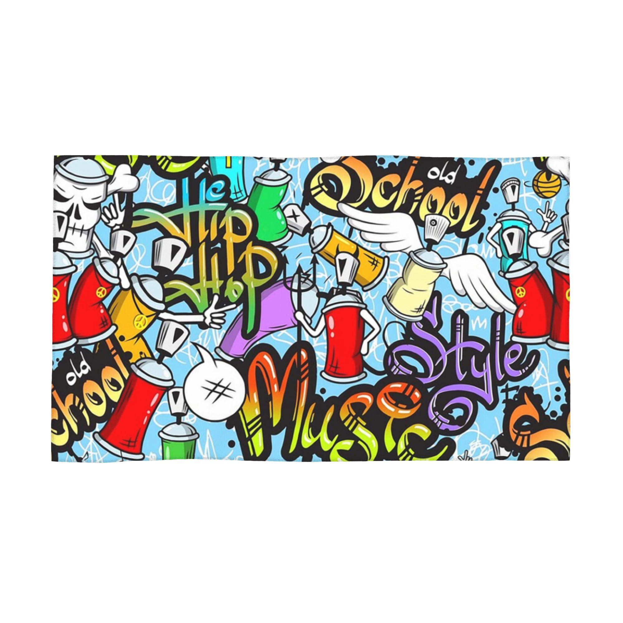 

Hip Hop Music Graffiti Soft Face Towel Quick Dry Pool Bath Cotton Towels Breathable W40*H60(CM)