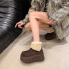 2025 Suede Cow Genuine Leather Snow Boots Women Ankle Booties Platform Wedge Winter Plush Boots Shoes for Women