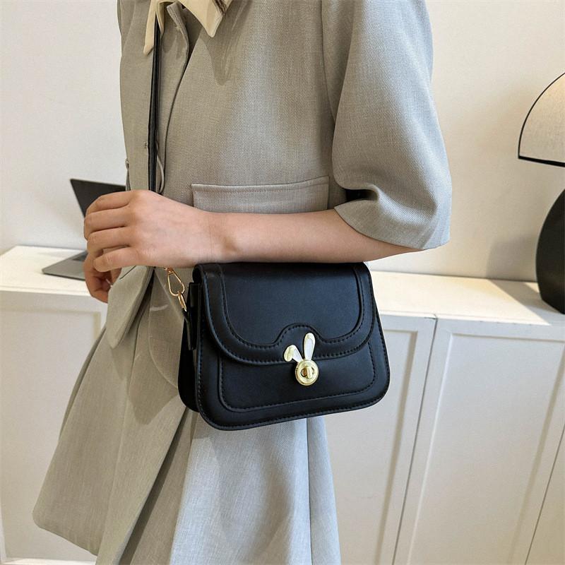 Street Style Small Square Pu Shoulder Bag With Lock Closure For Daily Casual Use