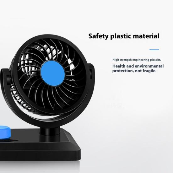 Car Fan 12V Dual Head 360 Degree Rotatable Electric Fan Dashboard Cooling Air Circulation Fan for Sedan SUV RV Low Noise 2 Speed Auto Fan