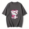 2026 Summer Hello Kitty Cartoon Printed Short Sleeve Pure Cotton Tshirt Womens Family Matching Outfits Classic Fashion Tee Top