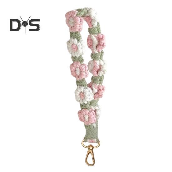 Boho Macrame Phone Wrist Strap Hand-Woven Cell Phone Lanyard Keychain Wristlet Charm Anti-Loss Phone Chain for Women Girls