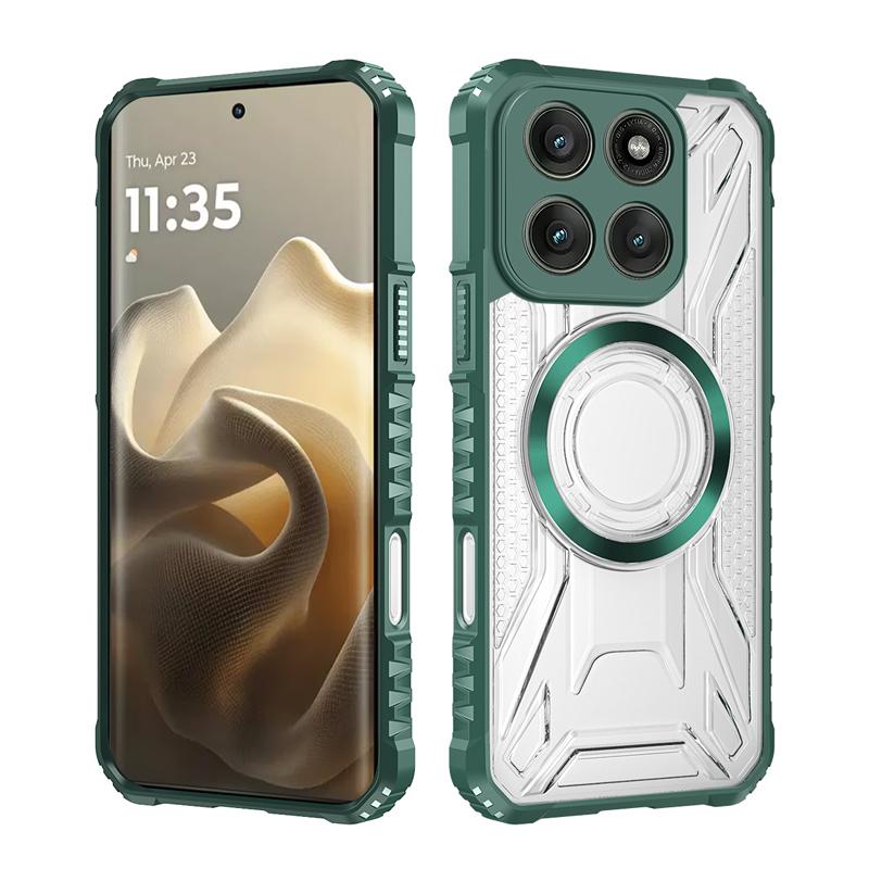 

For Motorola MOTO Edge 60 Pro 50 60 Fusion Case Shockproof Magnetic CD Pattern Transparent Hard PC + TPU Armor Cover Motorola Edge 60 Fusion