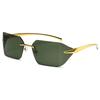 Fashion Rimless Sunglasses for Men Women Luxury Brand Curved Lens Summer Travel Rectangle Frameless Shades