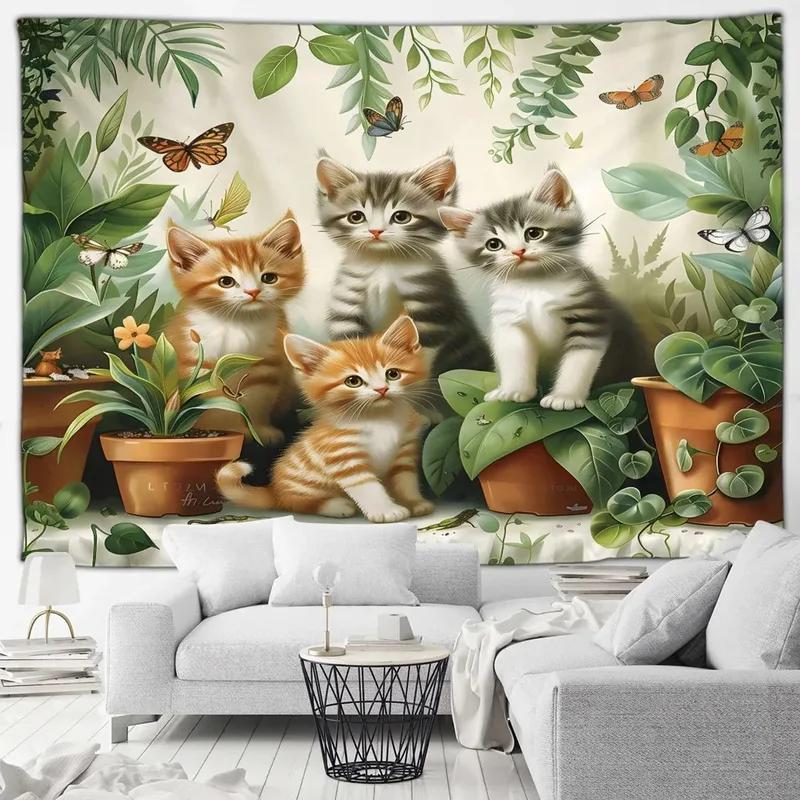 Cute Cat Tapestry Office Living Room Decoration Home Wall Tapestry