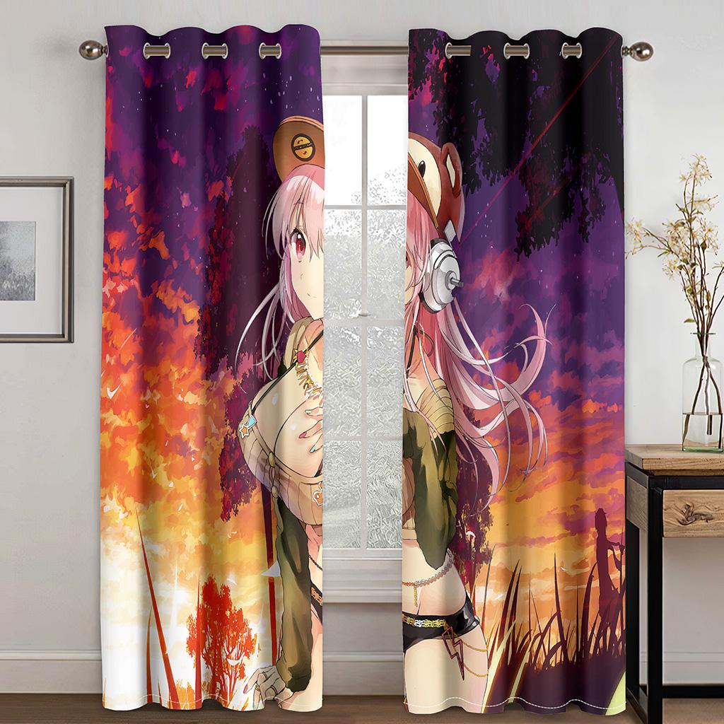 3D Tecknad Serie Sexig Skönhet Gardiner 2 Paneler Pojkar Flickor Rum Sovrum Vardagsrum Arbetsrum Balkong Dekorativa Gardiner