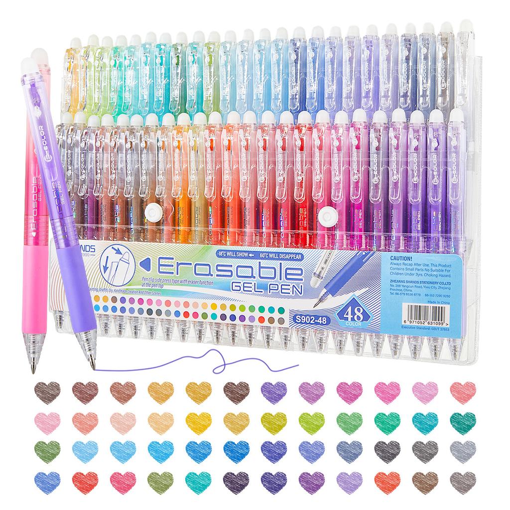 Erasable Gel Pen - Erasable student coloring pen - Retractable, retractable, push-button DIY journaling pen - Quick-drying neutral pen