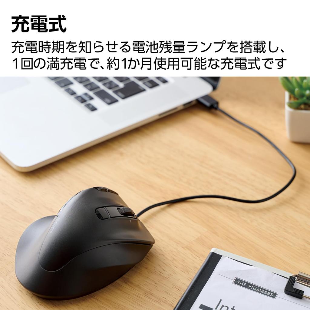 ELECOM PRO XL Wireless Bluetooth and 8 Tilt EX-G Mouse, Quiet, 2.4GHz Compatible, Rechargeable, Buttons, High-Speed Scrolling, Wheel, Antibacterial,