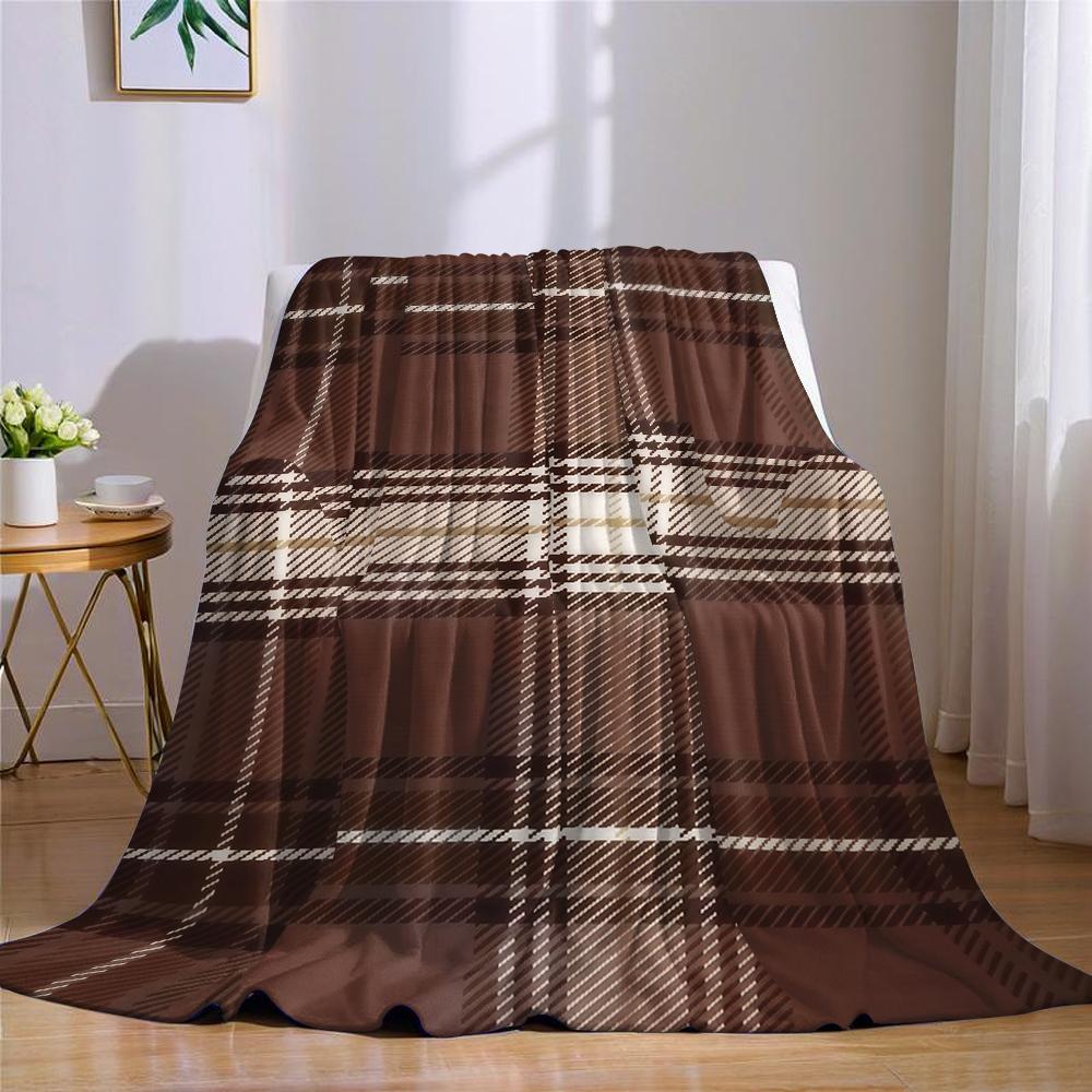 Klassiek Bruin Geruit Flanellen Deken Warm Zacht Halloween Kerst Bank Warm Gezellig Decoratief Decor Cadeau voor Alle Seizoenen