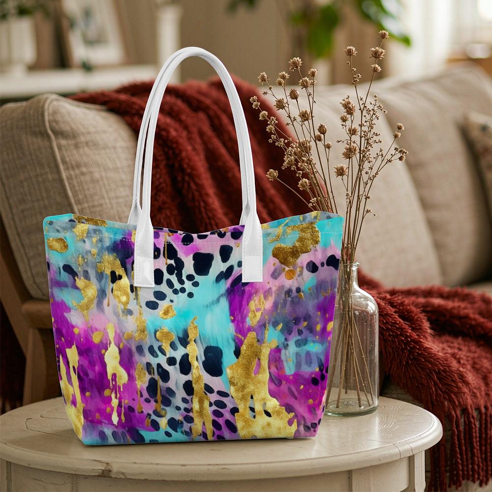 Watercolor Abstract Tote Bag Stylish Colorful Carryall for Daily Use