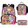 Kids School Backpack Set With Lunch Bag Pencil Case - Cartoon Print Lightweight Ergonomic Design Grade 1-2 Students