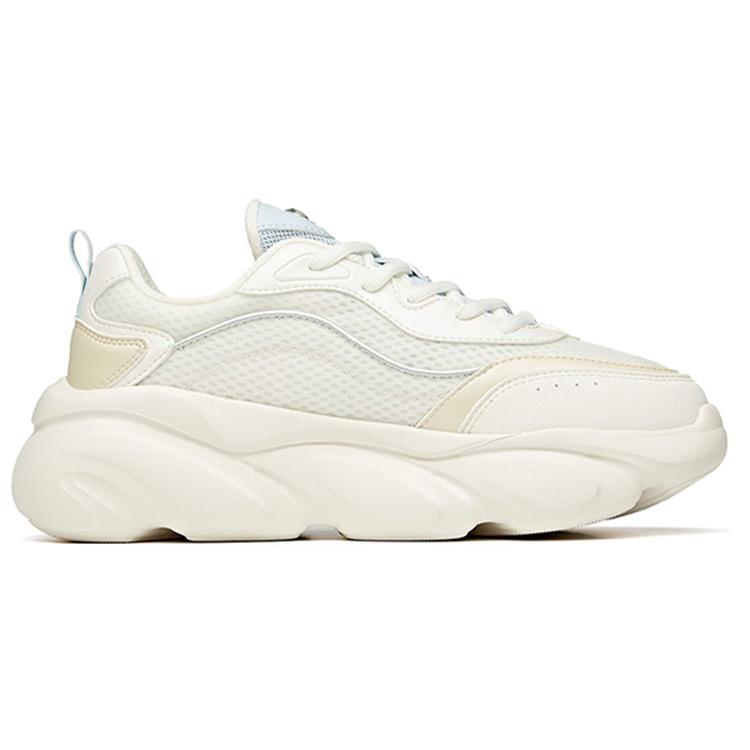 Anta Cat Paw Cushioning Slip Resistant Abrasion Resistant Breathable Low Top Chunky Sneakers Women's White Blue Yellow 922048894-7