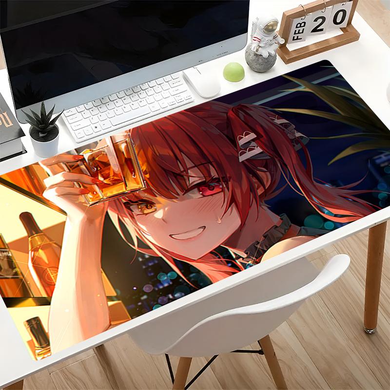 Large Gaming Mouse Pad Notbook Keyboard Pad NonSlip Computer Carpet H-hololive Houshou Marine Kawaii Desk Mat PC Gamer MousePad
