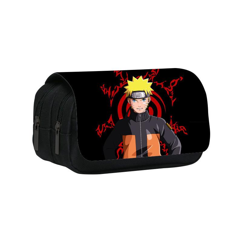 Naruto Shinobi Printed Twin Compartment Pen Pouch With Waterresistant Nylon For Students