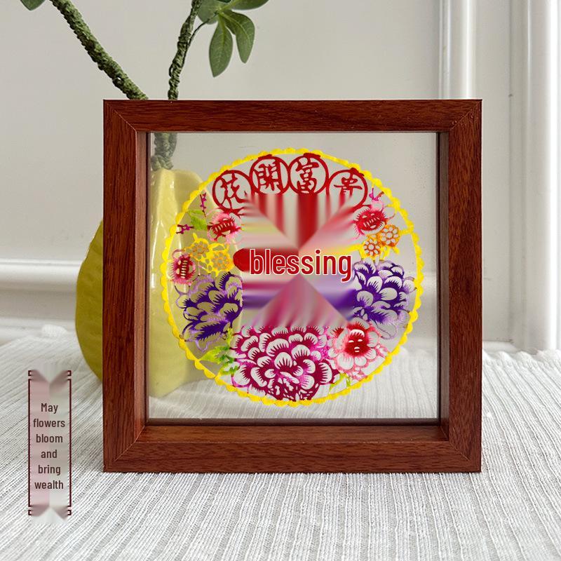 Xianci Double-Sided Transparent Frame: A4 Paper-Cut Calligraphy Fu Character Display Stand