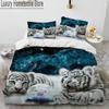3D Tiger Leopard Wolf Animal Luxury Comforter Bedding Set,Duvet Cover Bed Set Quilt Cover Pillowcase,King Queen Size Bedding Set