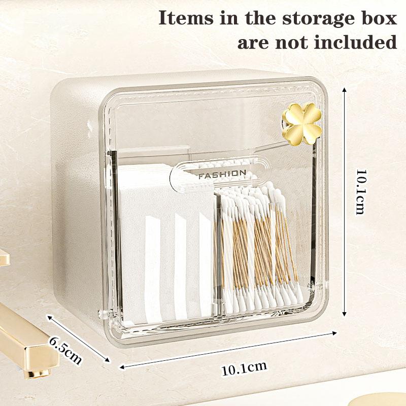 Bathroom Mirror Cabinet Storage Box Cosmetic Cotton Wall-Mounted Transparent Cotton Swab Box Lipstick Rack