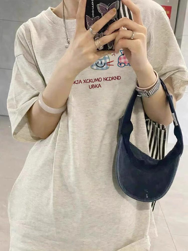 Women's Retro Cotton Loose-Fit Short-Sleeve T-Shirt, Summer 2025 Trend