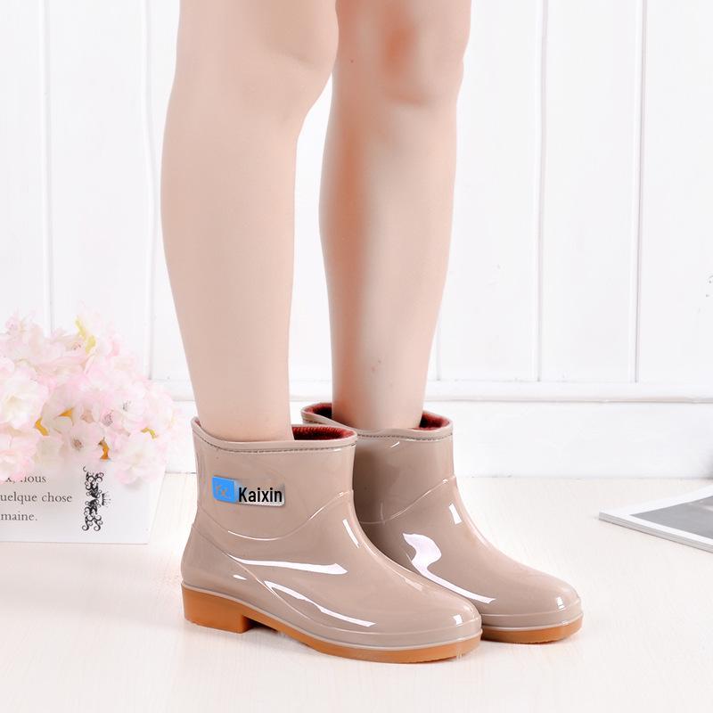 Women's Non-slip Low-top Rain Shoes, Short Tube Rubber Boots, Low Heel Water Shoes