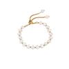 Elegant Baroque Faux Pearl Stainless Steel Layered Bracelet Earrings Set