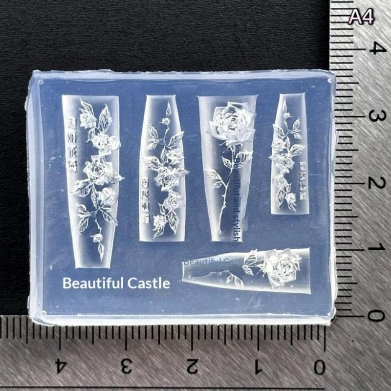 Blumen Nail Art Form Silikon Relief Vintage 3D Nagel Dekoration Nagelstudio Nagel Stempel Zubehör Maniküre Werkzeug Diy