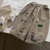 Japan Korean Children Clothes Boy Kids Fashion Trousers Spring Autumn  Baby Pocket Ankle Length Loose Girl Cartoon Casual Pants