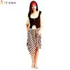 Eyecatching Beige Striped Skeleton Pirate Costume Unisex Design For Fun Halloween