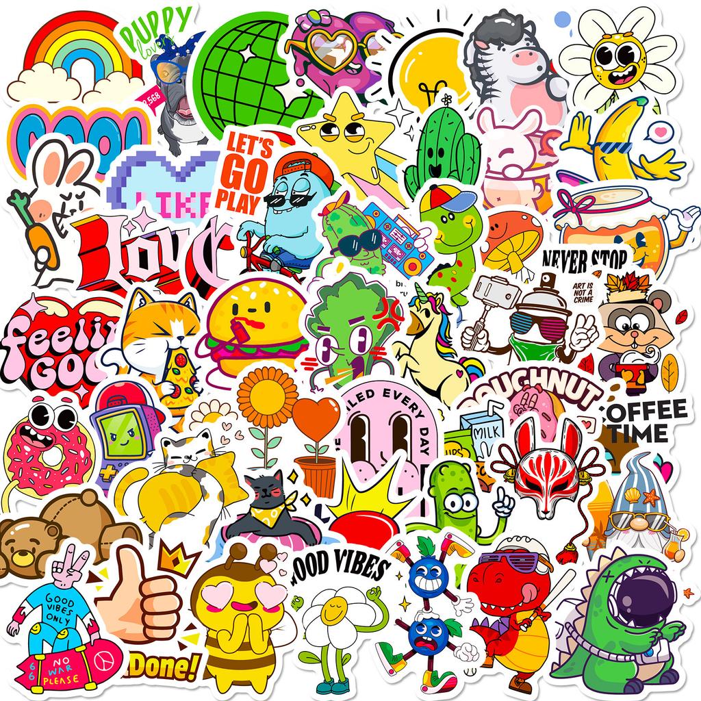 50 Mix And Match Netmap Stickers Shrimp Skin Cartoons Cute Student Kids Reward Stickers