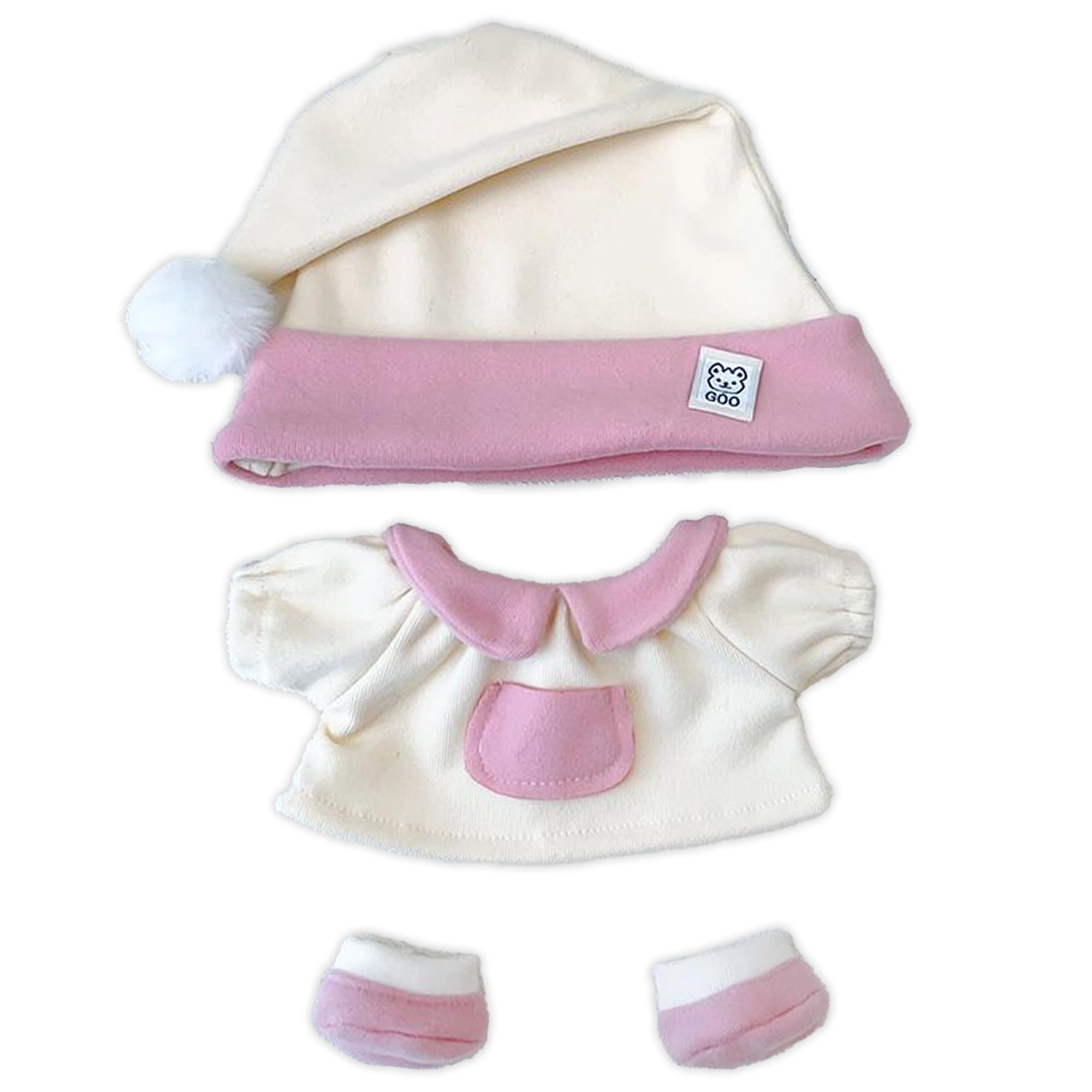 

Pink Pajama Set and for 10cm Plush Kigurumi Otaku Doll Kpopdoll Costume (Hat, Dress, Shoes) Doll, Accessories, Activities, Mascot, [Used]