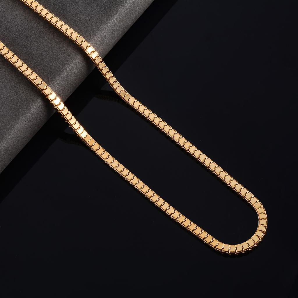 Herren Quadratische Kastenkette Edelstahl Lange Halskette für Frauen Damen Gold/Kupferfarben Choker am Hals Schmuckzubehör