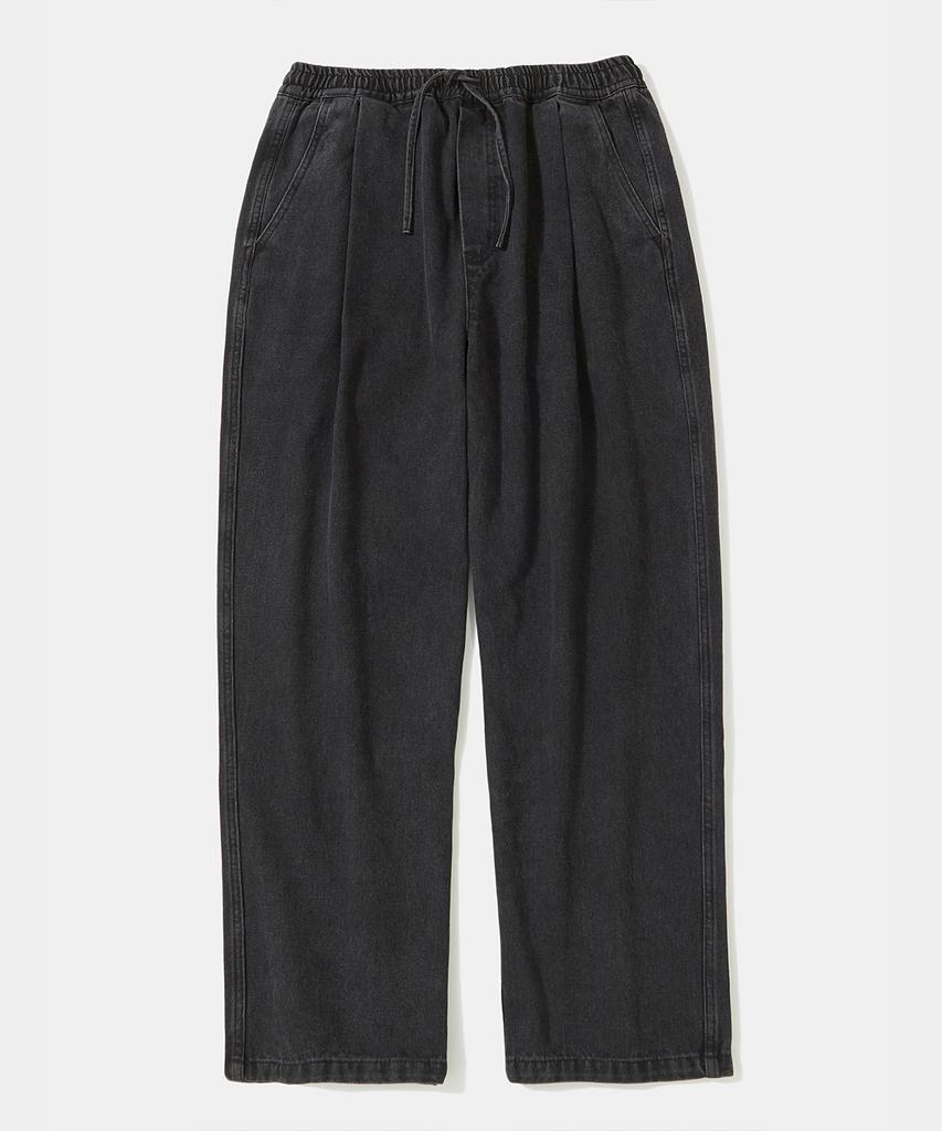 COLUMBIA UNIVERSITY M-Label Loose-Fit Pintuck Denim Pants_Gray Jean