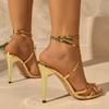 Fashion Gold Silver Patent Leather High Heels Sandals Women Cross Band Thin Heeled Party Sandals Plus Size Ankle Buckle Gladiator Shoes