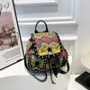 Small Niche Rivet Punk Style Leopard Print Backpack, New Fashionable and Versatile, Large Capacity Travel Student Backpack