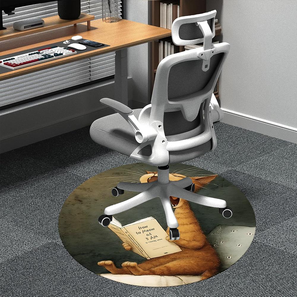 

1pc Cat Literature Office Round Area Rug, Indoor Mat Suitable ForOffice, Under Office Chairs Bedroom Living Room Home Decor, Room Deco u45 80cm by 80cm