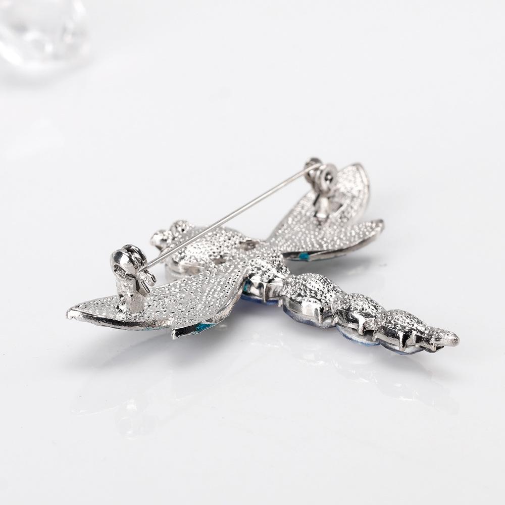 Broche Feminino Elegante Estilo Vintage Libélula Strass Coloridos Forma de Animal Alfinete de Lapela