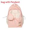Girls Nylon School Backpack Waterproof Soft Sweet Style For Campus Use