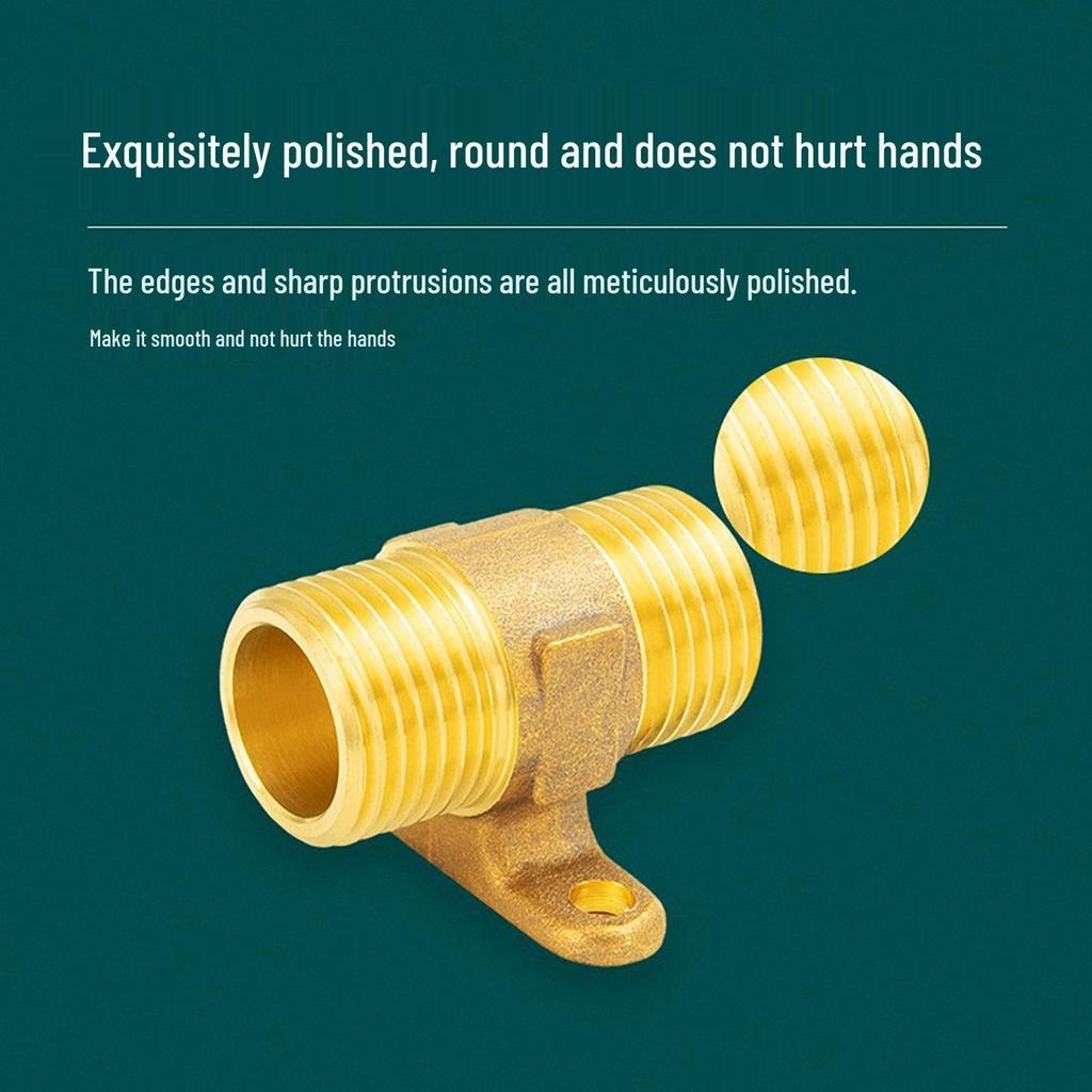All-Copper Threaded Water Pipe Fittings: 6-Point External, 4-Point Internal with Fixing Base, 90-Degree Elbow, Wall Surface Mount.