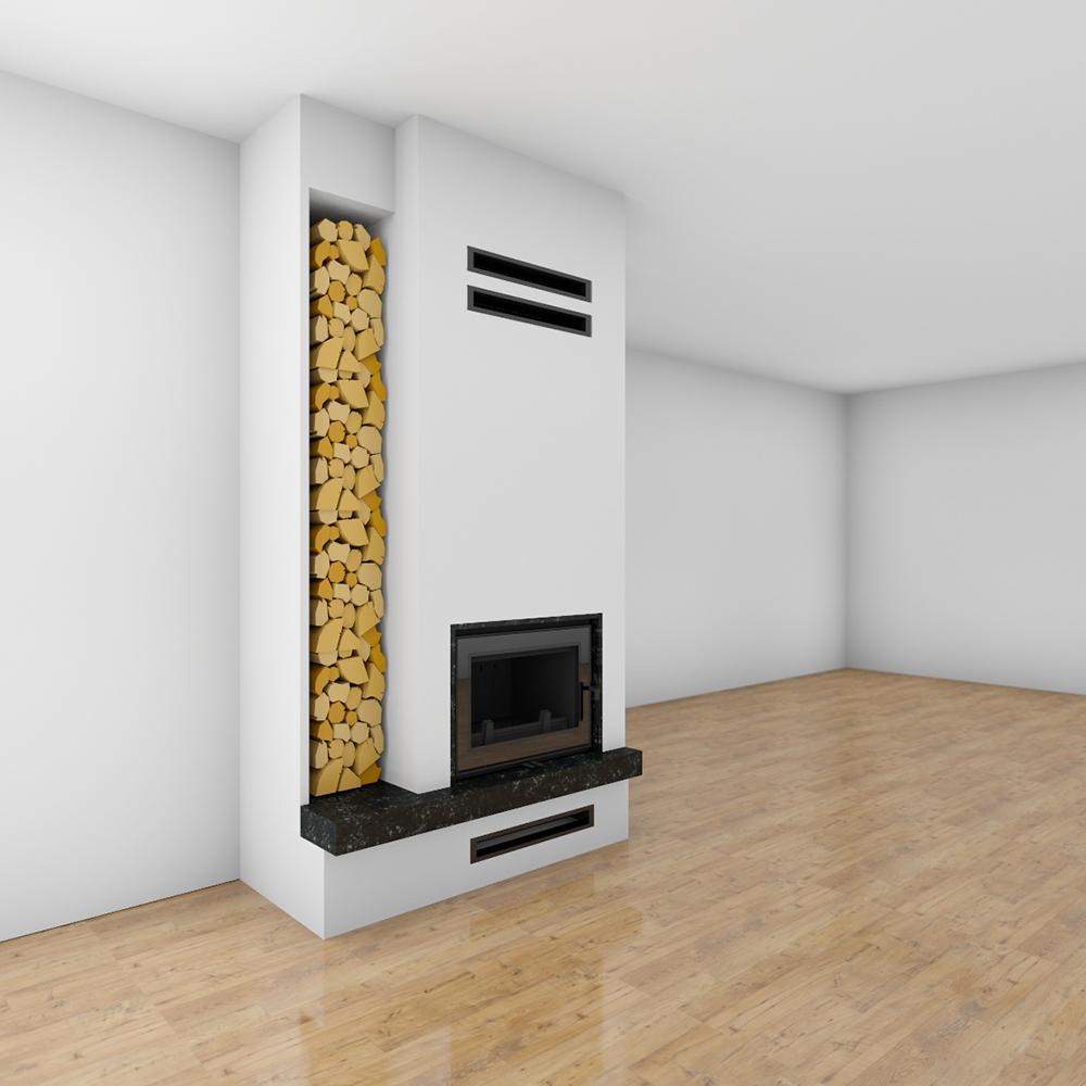 Straight Pile Kit 3x - Fireplace with Straight Glass Panel