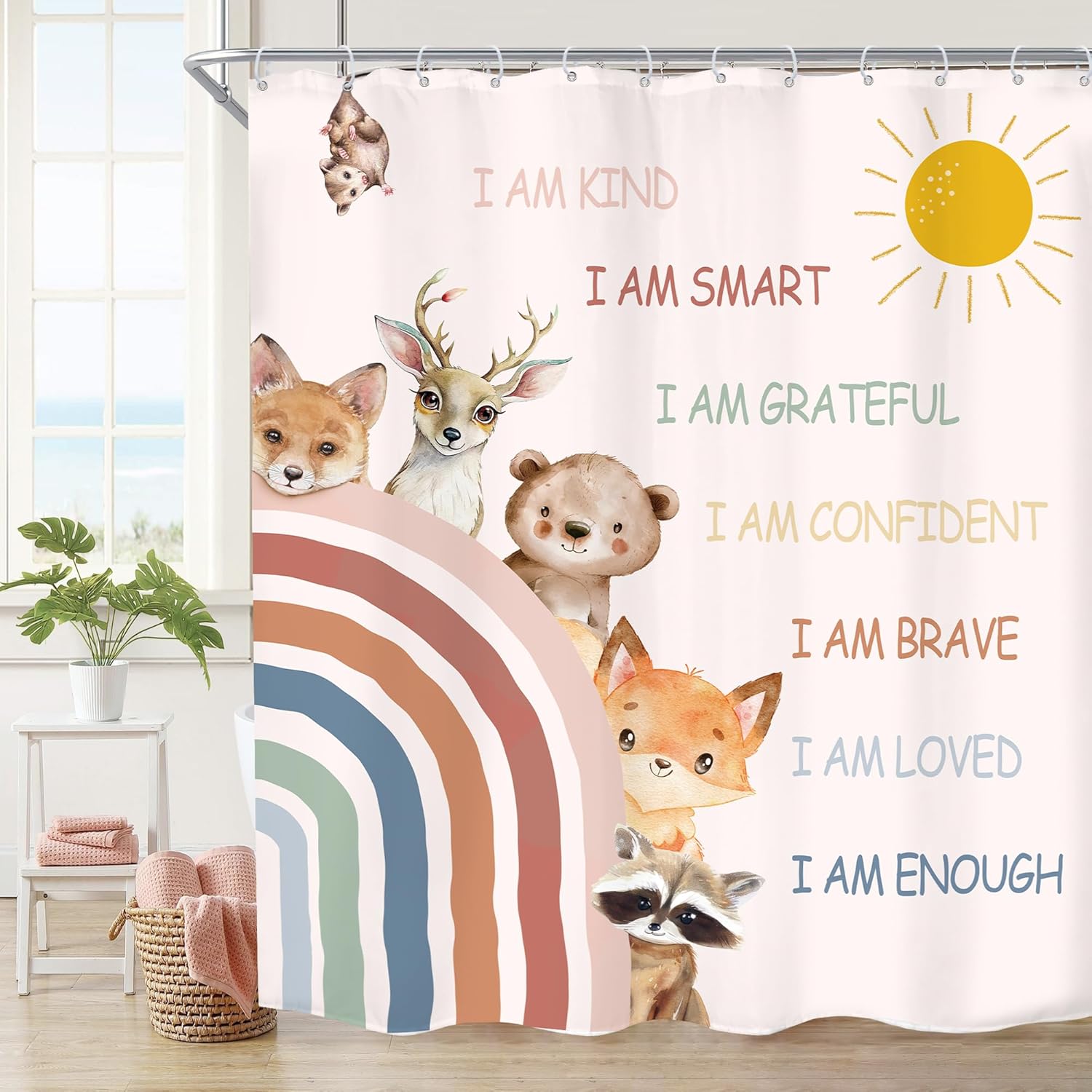 

Цветок Радуга Занавеска для душа 180x 180см Красочная Многоцветная Пион Полевой цветок Бохо Растение Водонепроницаемая Занавеска для душа W180xH180cm