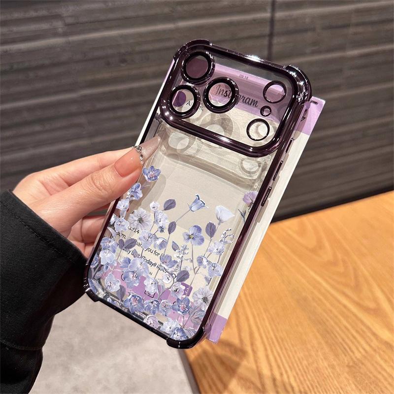 Purple Flowers Leaf Cover For Realme 15T 15 14 13 12 11 Plus Pro 5G C85 C71 C65 C53 C55 C35 C85 C21Y Air-Guard Corners Case Sof