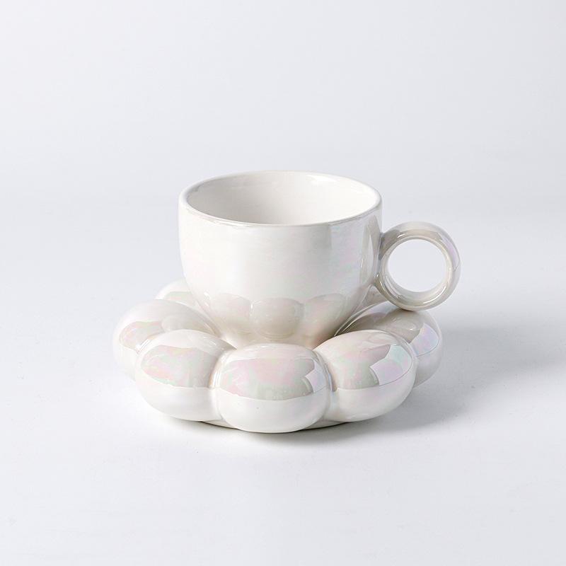 Sunflower Coffee Mug Aesthetic Ceramic Cloud Cup Decorative Saucer Afternoon Tea Water Cup Office Decor Home Mug Drinkware