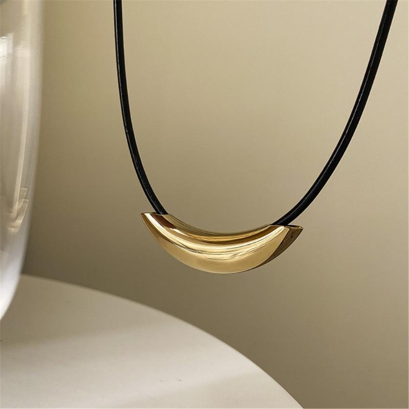 Titaniums Steel Necklace Comfortable Leather Strap Necklace Daily Wear Necklace Great for Casual and Formal Event