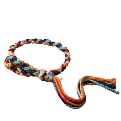 Erkek ve Kadınlar İçin Tibet Beş Renkli El Dokuması Etnik Pamuklu Halat Bileklik