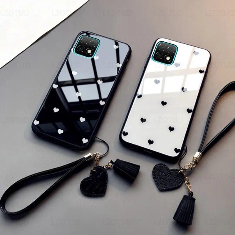 

Стеклянный чехол для Huawei Nova Y60 Y61 Y70 Y71 Plus Y90 Y91, модный жесткий чехол для телефона с сердечком и любовью