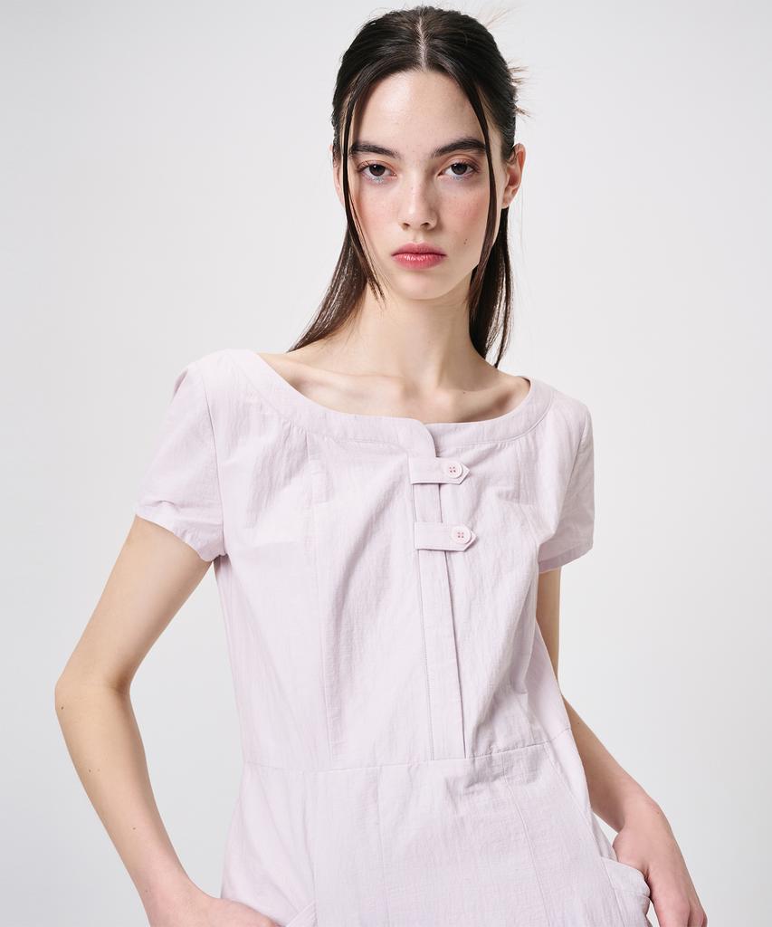 Etmont Linen Pleats Dress, Lavender Pink