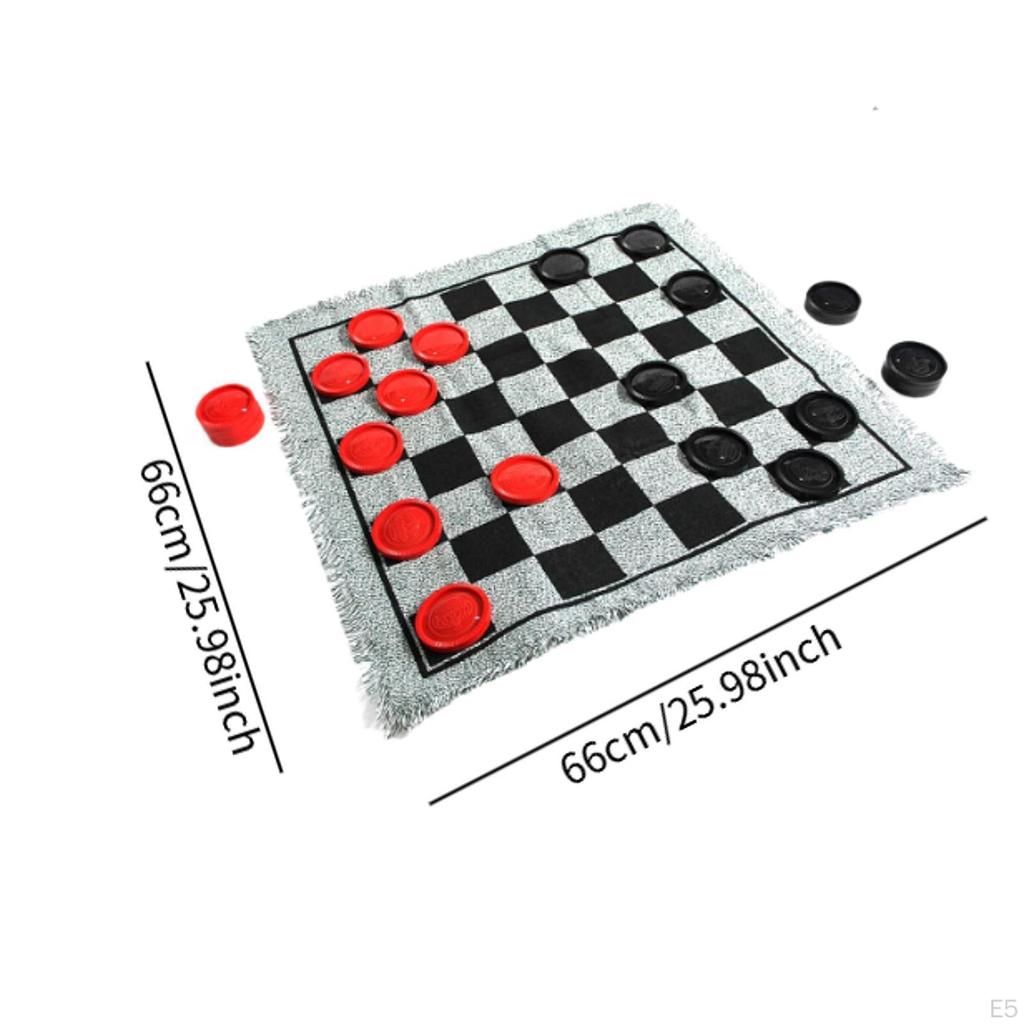 Checkers Board Game Set Draughts 3 in 1 Indoor Outdoor Yard Tic TAC Toe