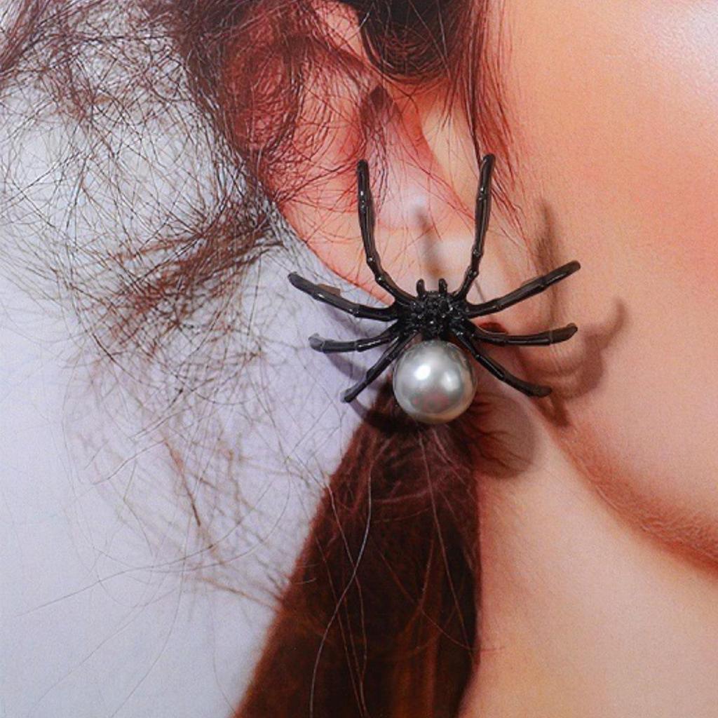 Elegant Black Pearl Spider Earrings for Women - Trendy Light Luxury Ear Studs