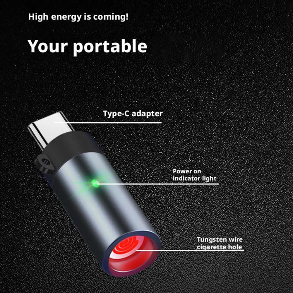 1/2PCS USB Type-C Mini Cigarette Lighter Without Built-In Battery Portable Electric Lighter Small Flameless Windproof Outdoor