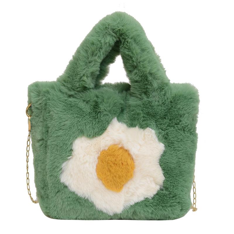 Textured plush handheld women's bag New fashionable women's plush shoulder bag Versatile niche chain messenger bag